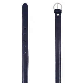 Cintura da donna in pelle opaca colore blu con fibbia in metallo colore argento