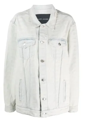 Giacca denim con monogramma in azzurro - donna