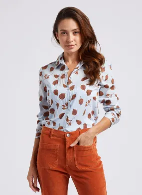  NICE THINGS   Camicia sciancrata collo classico in cotone | Blu